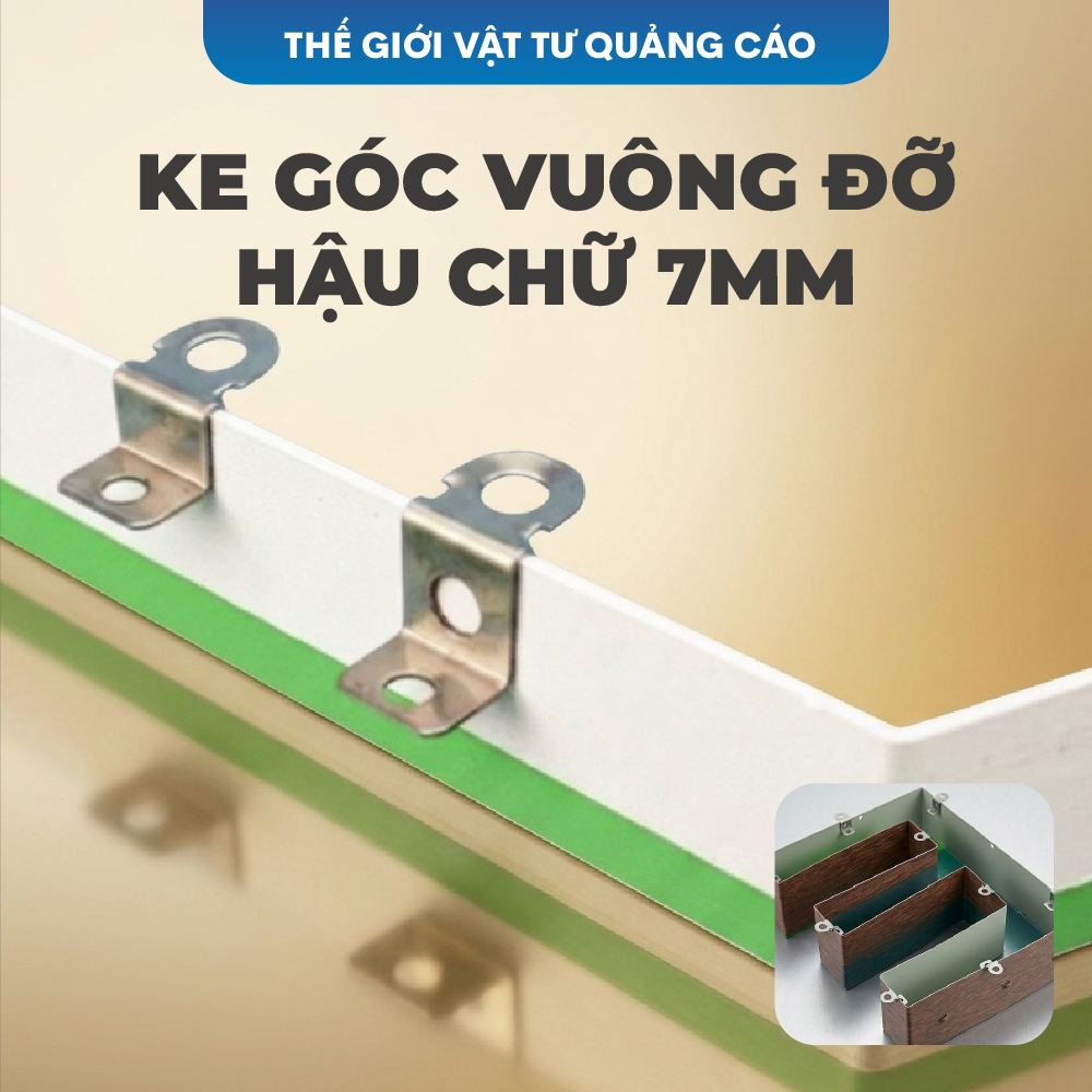 [TÚI 1000C] Ke góc vuông 90 độ BEDO - Phụ kiện đỡ hậu chữ 7mm và tai vít chân chữ nổi quảng cáo chuyên dụng