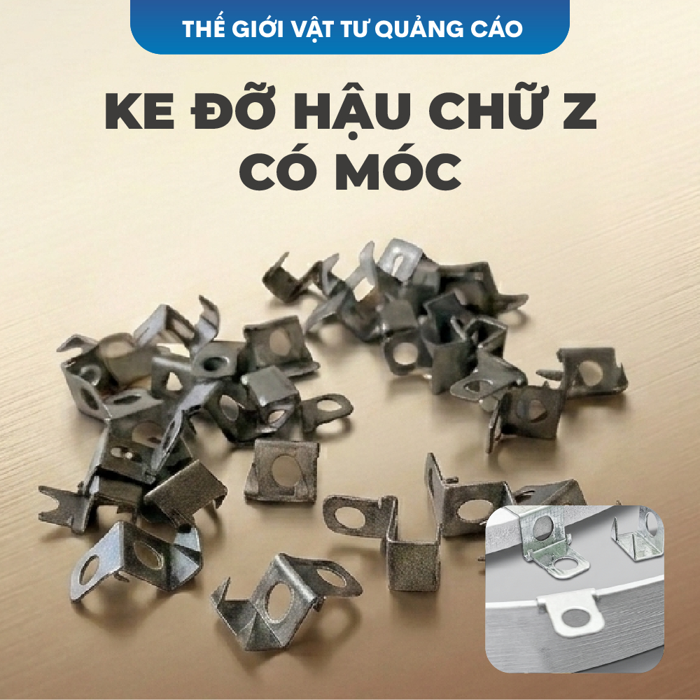 Ke chữ Z có móc BEDO (Túi 1000c) - Ke vuông góc 90 độ đỡ hậu, tai bắt vít cố định gáy nhôm, inox bền chắc