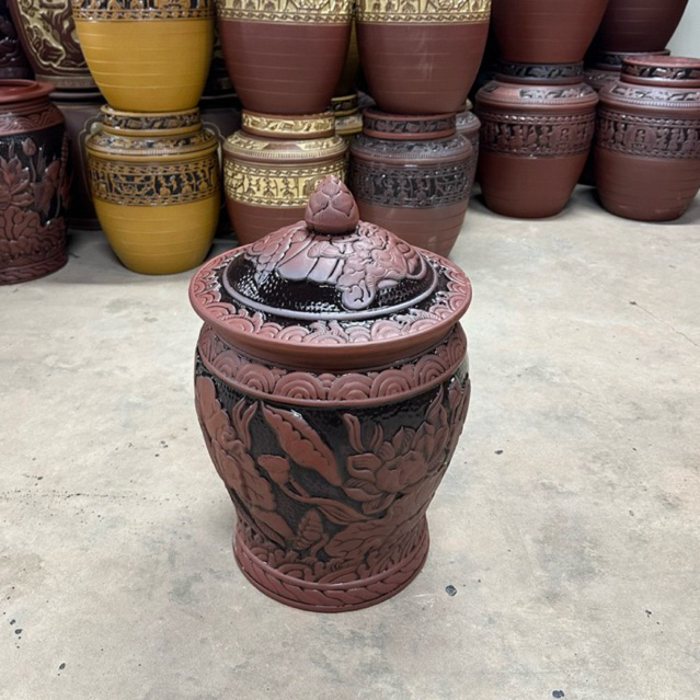 Hũ Gạo Chĩnh Đựng Gạo Sen Cá Tài Lộc Phong Thuỷ Gốm Sứ Bát Tràng