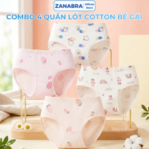 Combo 4 Quần Lót Bé Gái Dáng Đùi Hoạ Tiết Hoạt Hình, Set 4 Quần Lót Trẻ Em Cotton Mềm Mịn ZANABRA
