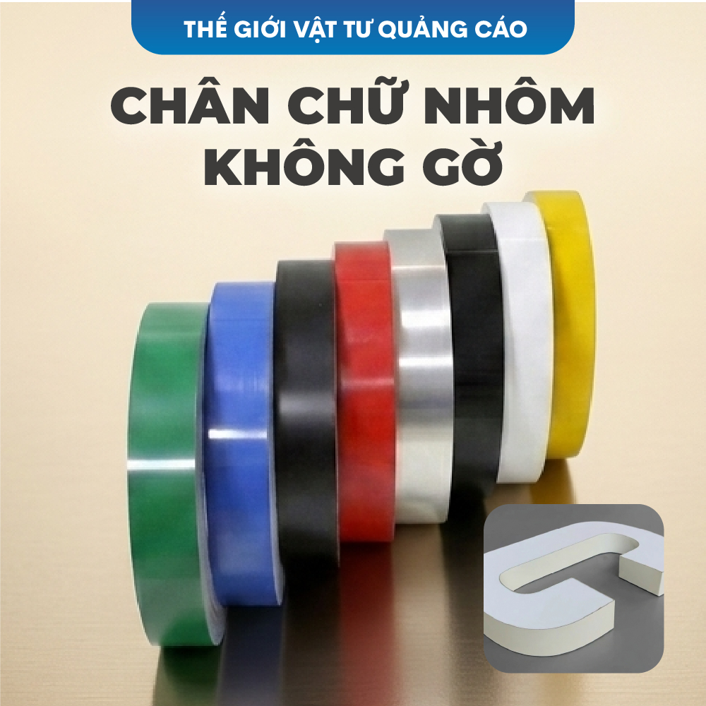 Gáy nhôm không gờ BEDO làm biển hiệu - Cuộn 100m nhôm uốn chân chữ nổi quảng cáo giá tốt, nhiều kích thước bản rộng