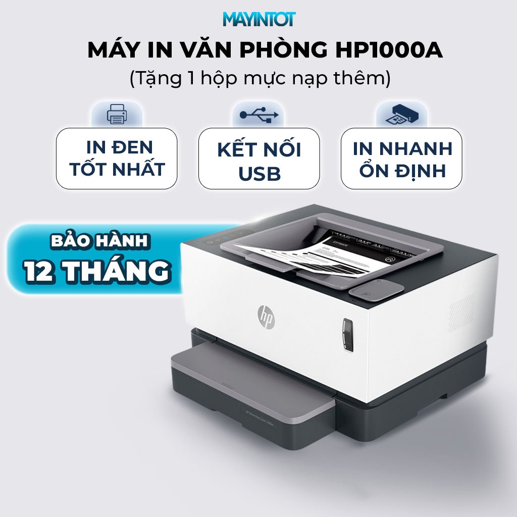 [Tặng Ống Nạp] Máy In HP1000A Máy In Đen Trắng Văn Phòng Nhỏ Gọn Máy In USB Tốc Độ Cao  - Máy In Giá Tốt