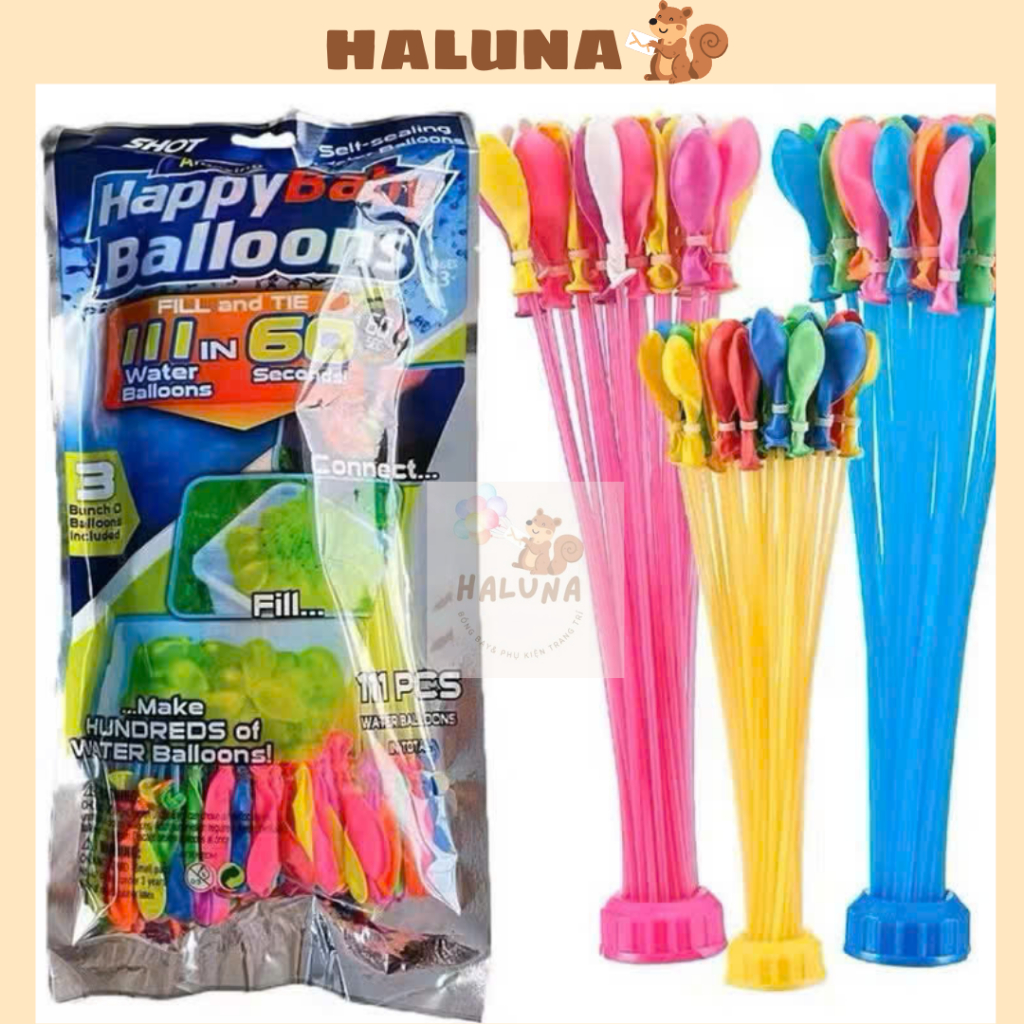 [ Loại đẹp] Bóng Bay Nước 111 quả Chùm Nhiều Màu, Bóng Nước Chùm, Bóng Nước Lắp Sẵn 3 Chùm, Bóng chơi kỉ yếu, nghỉ hè