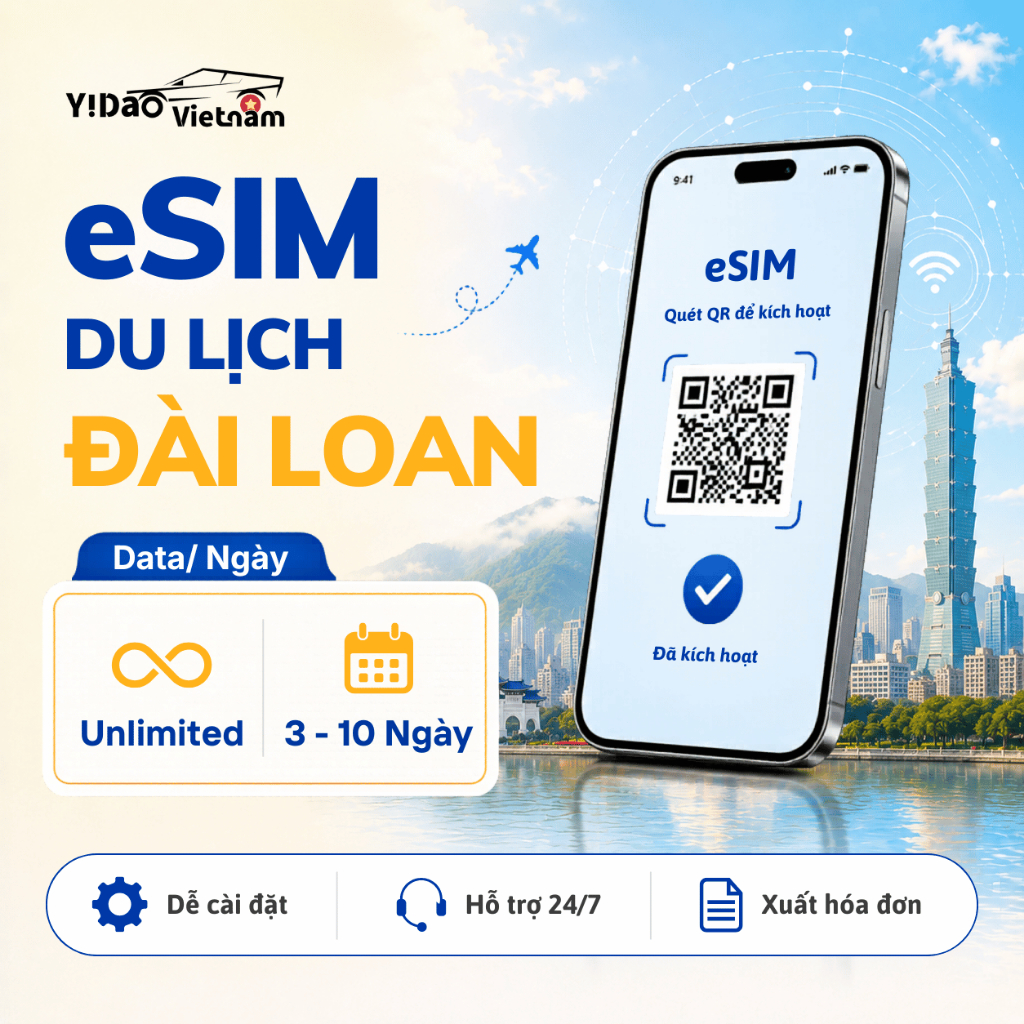 eSIM Đài Loan Cài Đặt Bằng Mã QR, Sim Du Lịch Gói 3 - 10 Ngày Data Tốc Độ Cao, Kết Nối Mạng Ổn Định