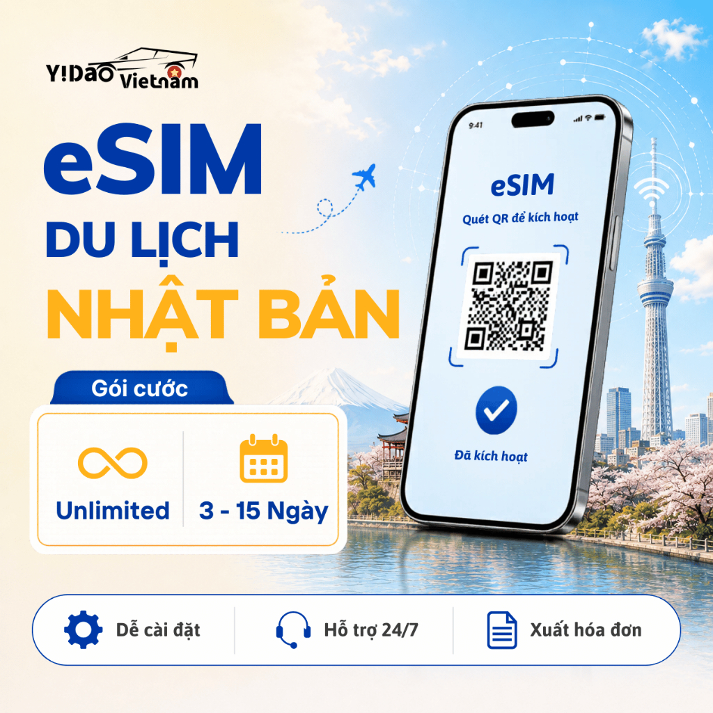 eSIM du lịch Nhật Bản, gói không giới hạn cài đặt nhanh chóng bằng mã QR