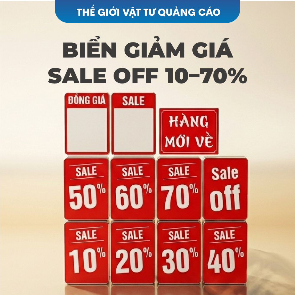 Biển giảm giá SALE OFF Bedo 20% 50% 70%, Bảng khuyến mại, Bảng giá sale, Bảng giá tự ghi cho cửa hàng, shop thời trang