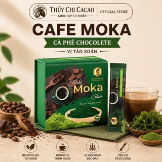 Cafe Moka Tảo Xoắn Spirulina Hộp 20 Gói Cafe Cacao Rong Nho Collagen Không Đường Dinh Dưỡng