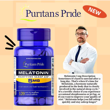 Puritan's Pride Melatonin 5mg 120 viên Hỗ trợ ngủ ngon giảm căng thẳng mệt mỏi