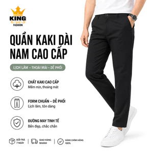 Quần Kaki Nam Ống Suông Trơn Basic Cao Cấp KINGFASION | Form Rộng Thời Trang, Chất Kaki Dày Dặn