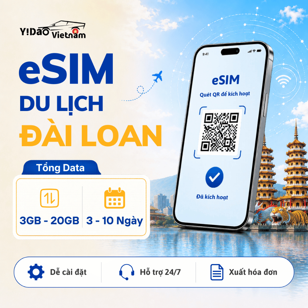 eSIM Đài Loan Gói Tổng Dung Lượng, Sim Du Lịch Tốc Độ Cao Cài Đặt Tiện Lợi, Nhanh Chóng Bằng Mã QR
