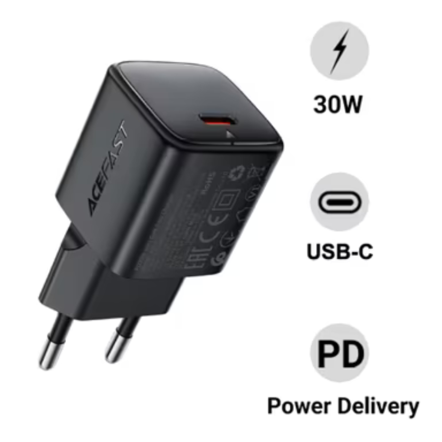 Củ Sạc Nhanh Acefast GaN 30W Acefast A118 - Cổng Type-C, Hỗ Trợ Sạc PD3.0 / PPS - Hàng Chính Hãng