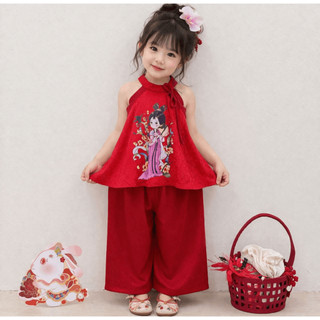 Bộ Yếm Lụa Cho Bé Gái In Hình Dễ Thương,Set Yếm Cho Bé Mặc Tết Trung Thu, Chụp Ảnh Sen Size Từ 8- 40 kg BB07- BIATONKIDS