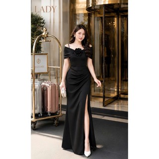 Đầm dạ hội dáng dài bẹt vai chất lua mát[damvaythietke]có đủ màu đủ size đi đám cưới, tiệc ,...M136