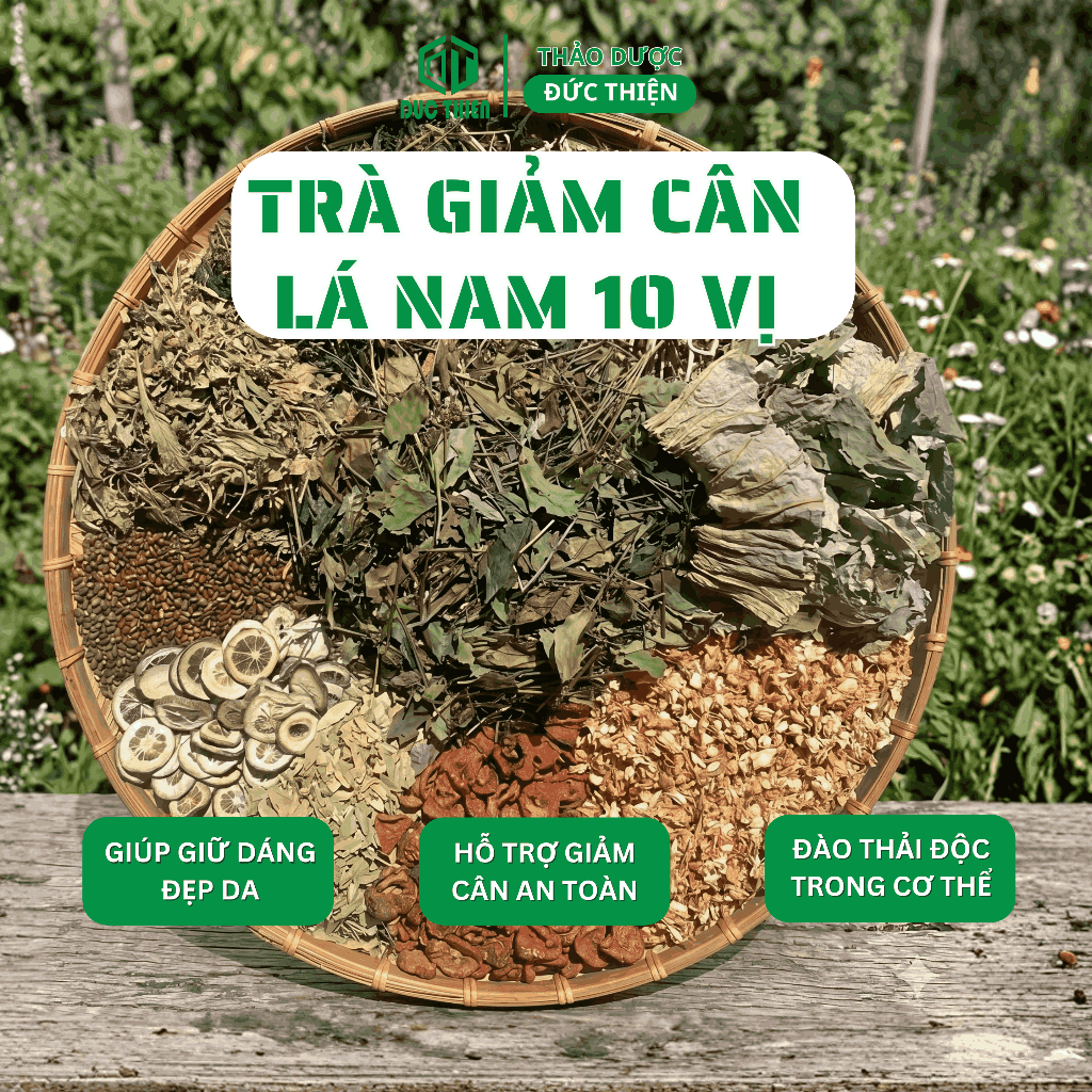 Trà Lá Nam Giảm Cân 10 Vị Chuẩn Đức Thiện - Hỗ Trợ Giảm Cân, Giảm Mỡ Bung, Giúp Eo Thon, Dáng Đẹp