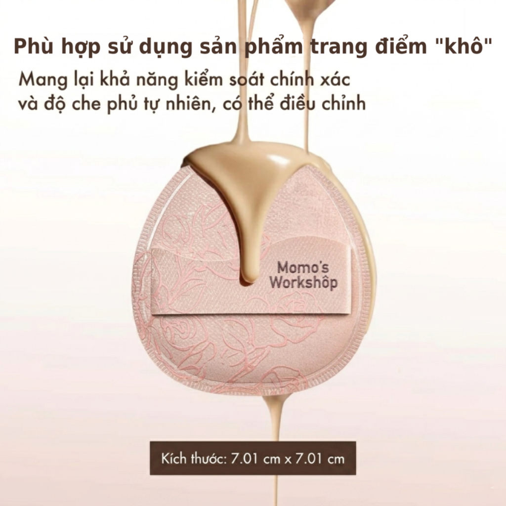 Bông Mút Tán Nền Siêu Mềm Dày 4mm Momo's Workshop Rosy Reverie Airy Mallow Puff - Rosy Cut Dry Use (2pcs)