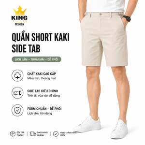 Quần Short Sidetab KINGFASHION Chất KaKi Cao Cấp Thiết Kế Lưng Thun Ẩn Điều Chỉnh Độ Rộng Form Basic