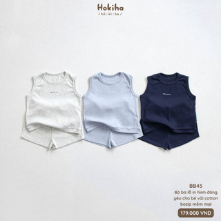 Bộ Ba Lỗ In Hình 2 Mặt Năng Động Thể Thao Cho Bé Hokiha Vải Cotton Mềm Mại, Thoáng Mát Size 8-17kg BB45