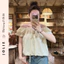 Áo Kiểu Trễ Vai Phối Bèo Buộc Nơ Mix Quần Jean Ống Rộng JOLIE