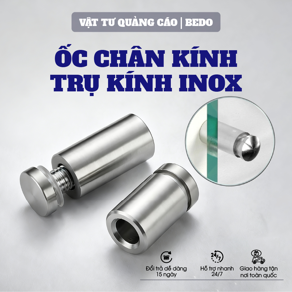 Ốc Chân Kính Inox BEDO Trụ Inox Gắn Kính Nhà Tắm Chân Gương Inox Chống Gỉ Chắc Chắn Bền Đẹp
