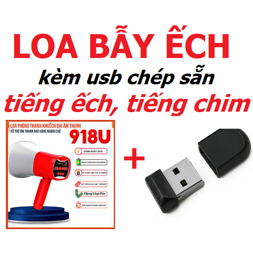 Loa tục ếch 2 pin có bluetooth phóng thanh có ghi âm phát lại liên tục bán hàng rong đa năng
