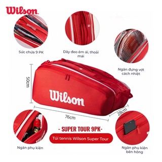 Wilson Super Tour Red 9 Pack 2025 Túi Đựng Vợt Tennis WR8036701001
