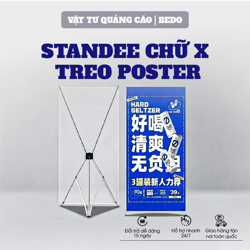 Standee Quảng Cáo BEDO 80x180cm Khung Vuông Chân Nước Đứng Vững Thay Banner Dễ Dàng Hiện Đại