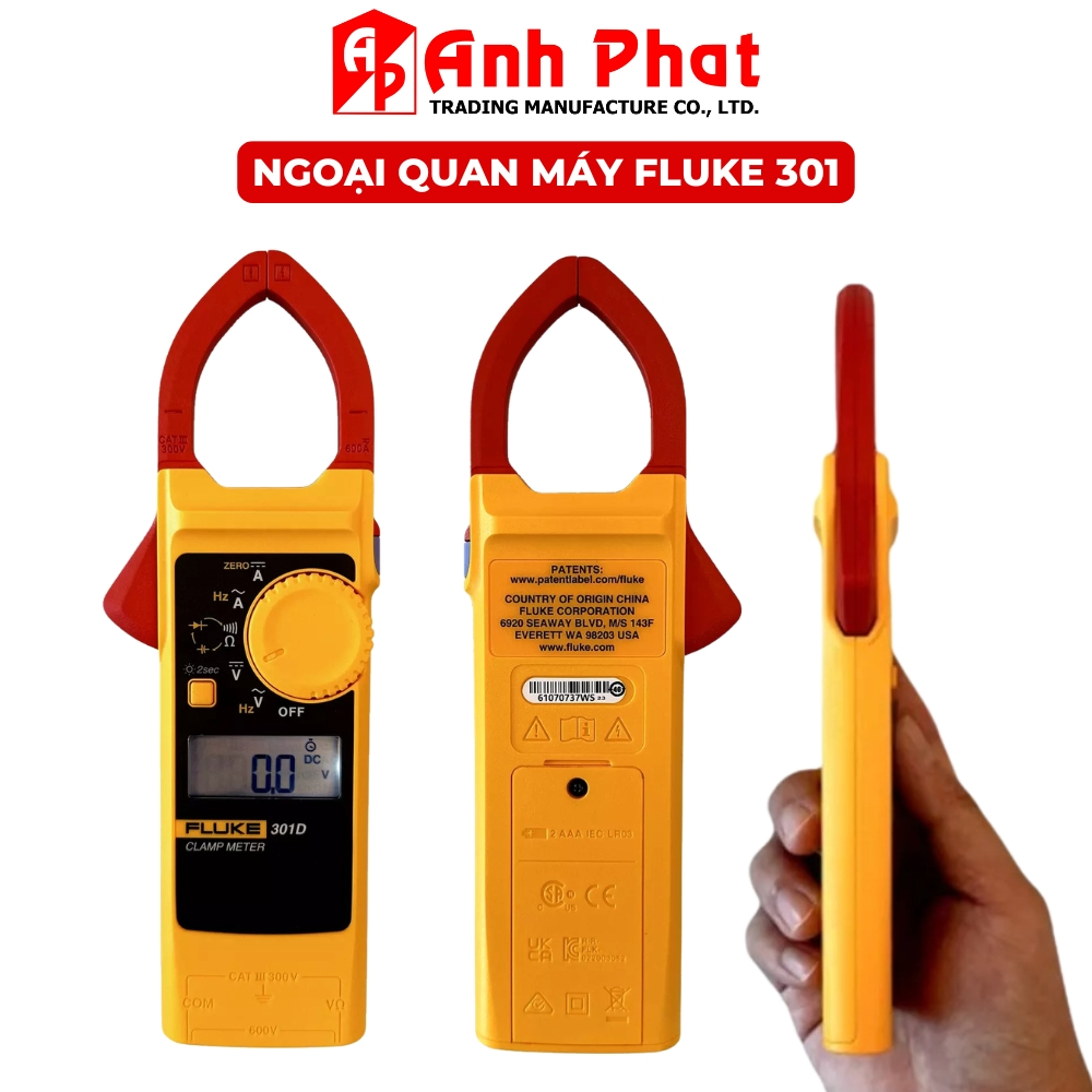 Ampe Kìm Đo Dòng AC/DC Vạn Năng FLUKE 301D/E Cao Cấp - Thiết Kế Nhỏ Gọn - Đo Lường Đa Năng - Hàng chính hãng