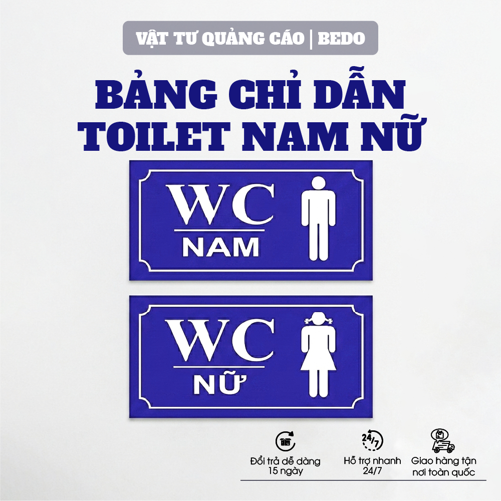 Biển WC Nam Nữ BEDO Mica Đài Loan In UV Cao Cấp Chống Trầy Chỉ Dẫn Nhà Vệ Sinh Hiện Đại