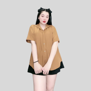 Áo Sơ Mi Bigsize Nữ  Form Rộng Cổ Sơ Mi Tay Ngắn Vải Lụa Kate Mềm Mịn Ít Nhăn SM1T