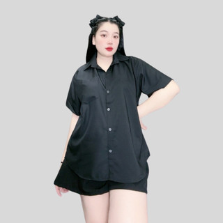 Áo Sơ Mi Bigsize Nữ  Form Rộng Cổ Sơ Mi Tay Ngắn Vải Lụa Kate Mềm Mịn Ít Nhăn SM1T