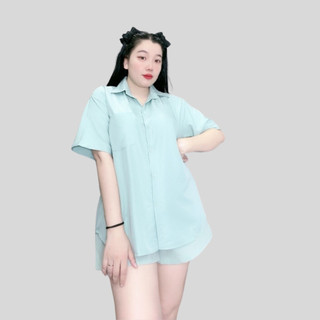 Áo Sơ Mi Bigsize Nữ  Form Rộng Cổ Sơ Mi Tay Ngắn Vải Lụa Kate Mềm Mịn Ít Nhăn SM1T