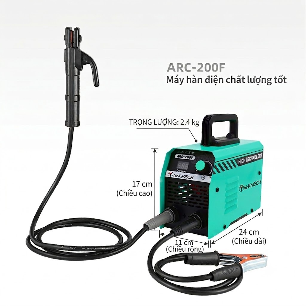 Máy hàn điện tử TANKMECH ARC-200F Chính hãng tặng kèm mặt nạ hàng cao cấp Bảo hành 12 tháng kéo que 3.2