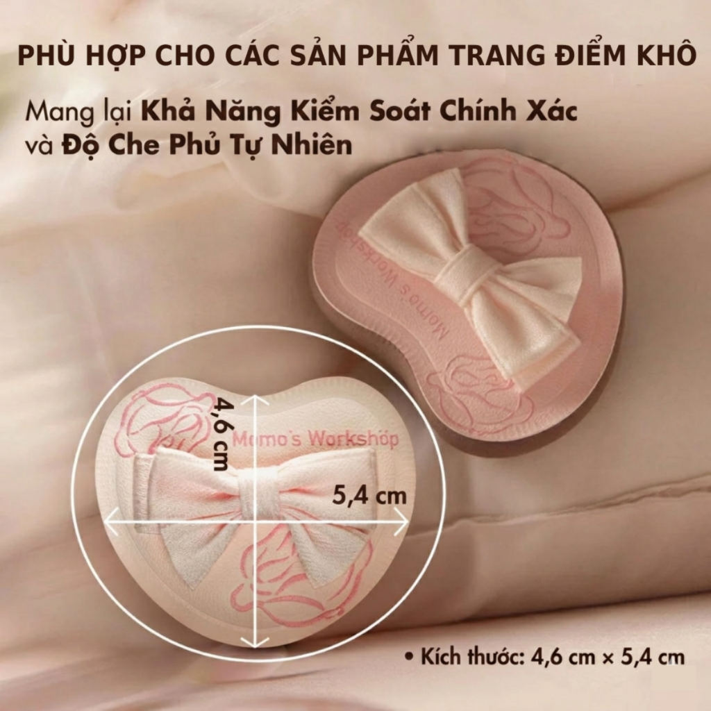Bông Mút Trang Điểm Má Hồng Cao Cấp Momo's Workshop Rosy Reverie Cupid Mallow Puff Rosy -Dry Use 1pcs