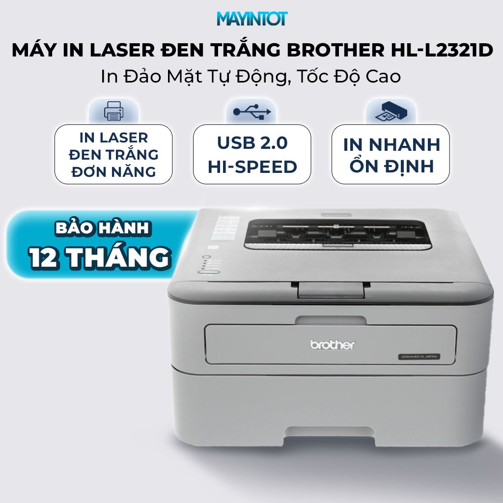 Máy In Laser Đen Trắng Brother HL-L2321D - In Đảo Mặt Tự Động, Tốc Độ Cao, Kết Nối USB | Máy In Tốt