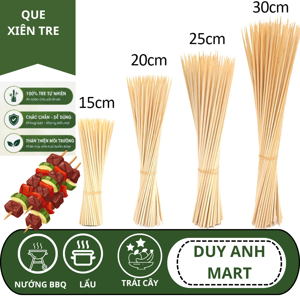 Que Xiên Tre Nướng Thịt, Xúc Xích [1 kg] Đủ Size 15cm/ 17cm/ 20cm/ 24cm ...