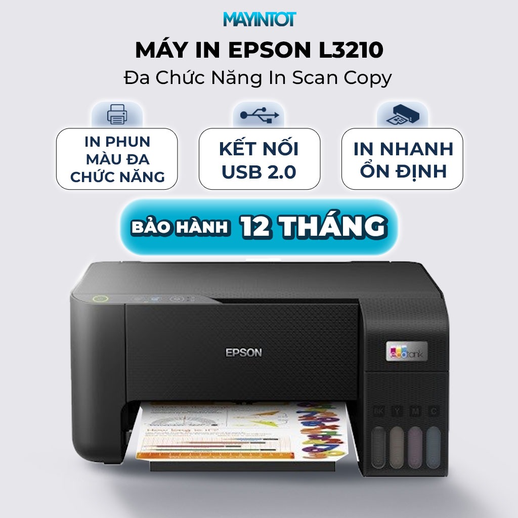 Máy In Epson L3210 Đa Chức Năng In Scan Copy – In Ảnh Siêu Âm – Dùng Cho Gia Đình, Phòng Khám – Máy In Tốt