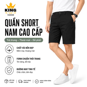 Quần Short Nam Form Trên Gối – Co Giãn Thoải Mái, Mát Nhẹ, Thêu Logo KING, Mặc Lên Là Đẹp