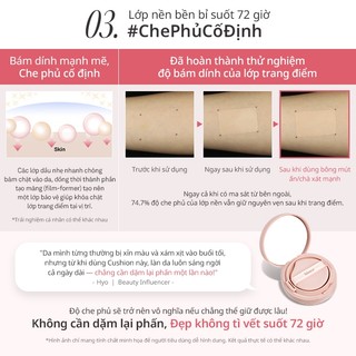 Cushion che phủ cao với hiệu ứng Silky Glow, giúp da mịn đẹp, đều màu và lâu trôi hince Cover Master Pink Cushion
