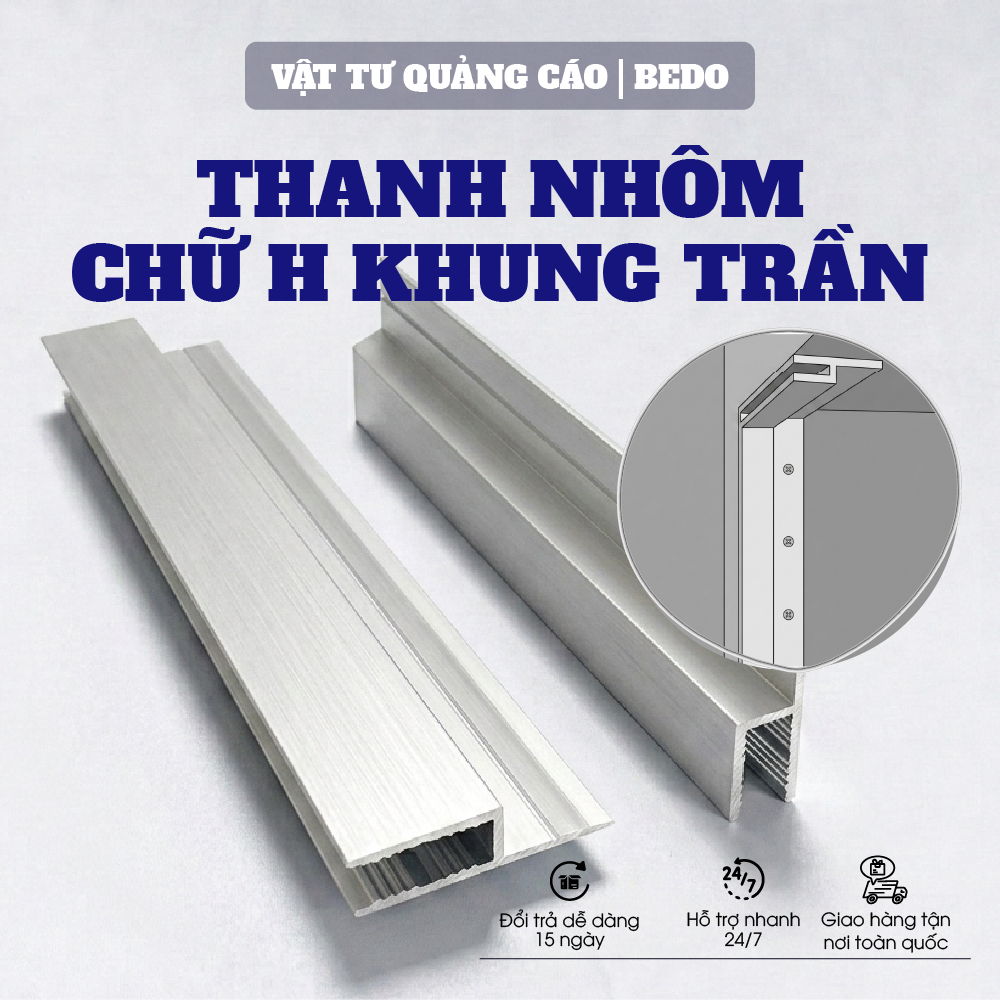 [ COMBO 6 ] Nhôm Chữ H BEDO Nhôm Định Hình Trần Xuyên Sáng Hộp Đèn Âm Tường Chắc Chắn Bền Đẹp Cao Cấp