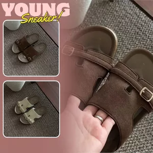 Dép Lê Nữ, Dép Lê Da Lộn Nữ Đế Trấu Quai Vắt N54 || Young Sneaker