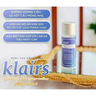Nước hoa hồng K1@!rs Supple Preparation Unscented Toner Klairs 30ml