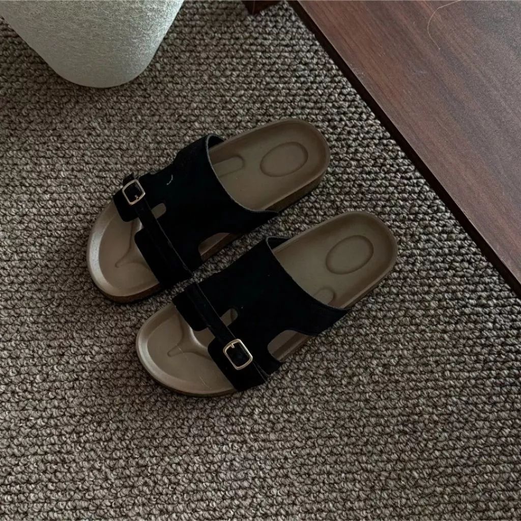 Dép Lê Nữ, Dép Lê Da Lộn Nữ Đế Trấu Quai Vắt N54 || Young Sneaker
