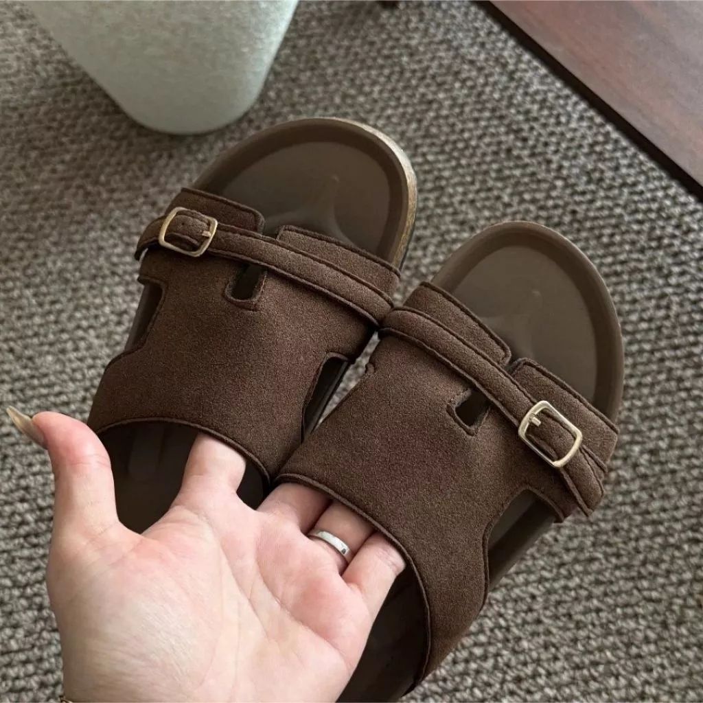 Dép Lê Nữ, Dép Lê Da Lộn Nữ Đế Trấu Quai Vắt N54 || Young Sneaker
