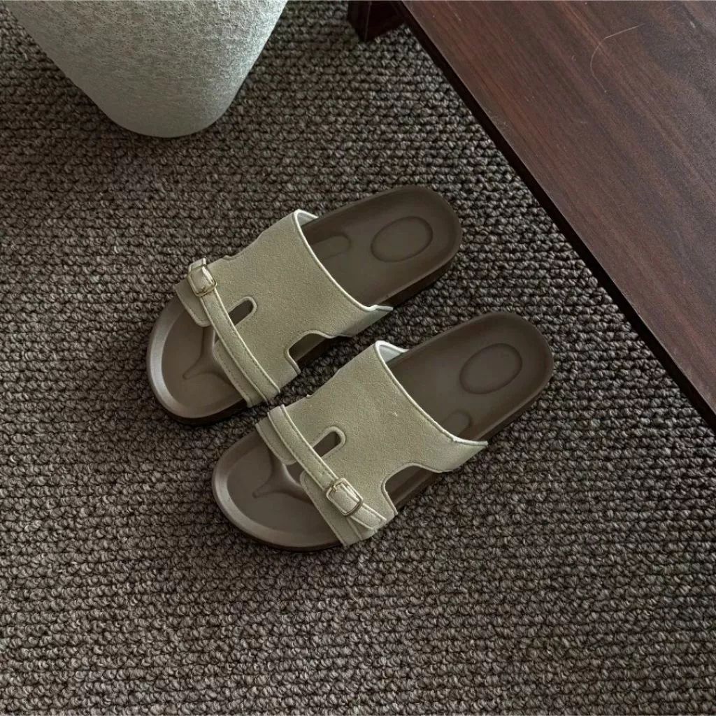 Dép Lê Nữ, Dép Lê Da Lộn Nữ Đế Trấu Quai Vắt N54 || Young Sneaker