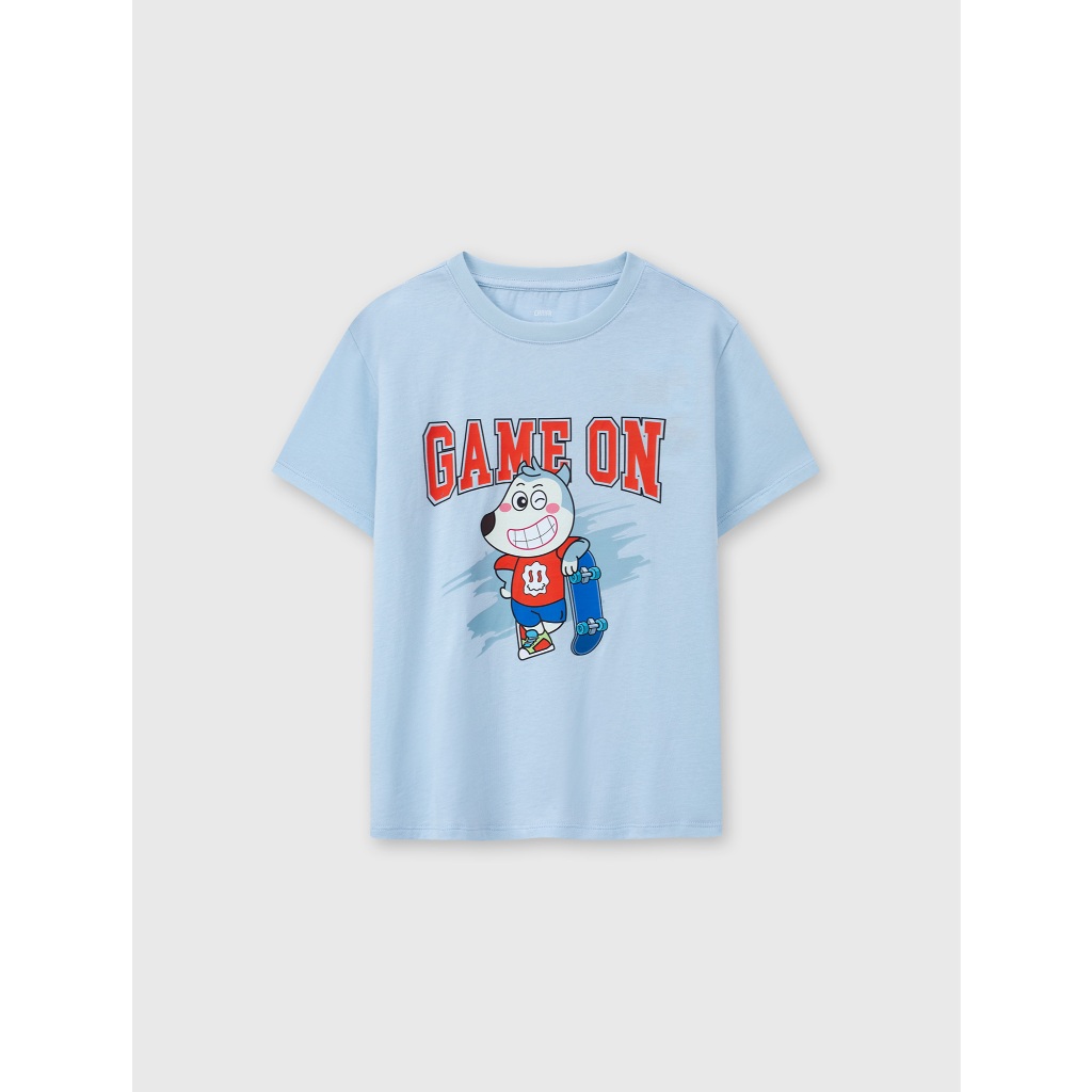 Áo phông bé trai CANIFA áo thun chất cotton USA mềm mát in Wolfoo 2TS26S001