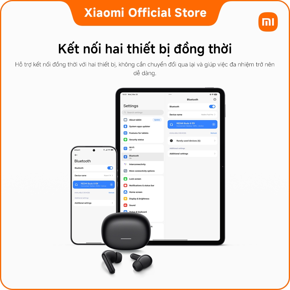 Xiaomi Tai nghe bluetooth REDMI Buds 8 | ANC lai lên đến 50dB | Động cơ động lực 11mm mạnh mẽ | BigBuy360 - bigbuy360.vn