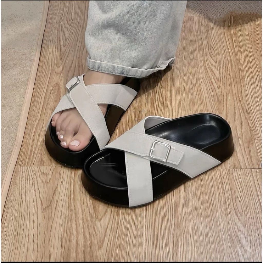 Dép Lê Nữ, Dép Lê Nữ Đế Cao Quai Chéo Hot Trend N53 || Young Sneaker