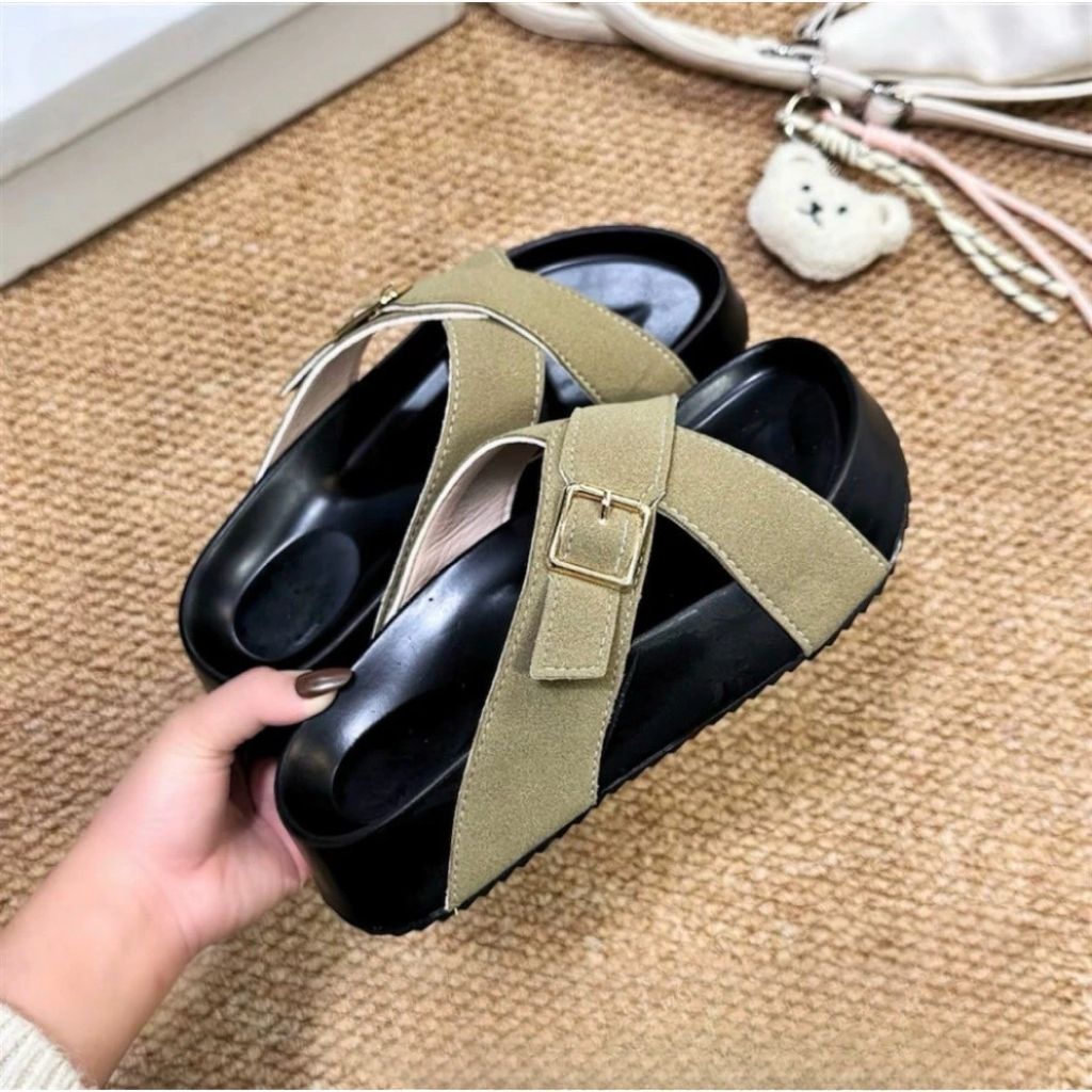Dép Lê Nữ, Dép Lê Nữ Đế Cao Quai Chéo Hot Trend N53 || Young Sneaker