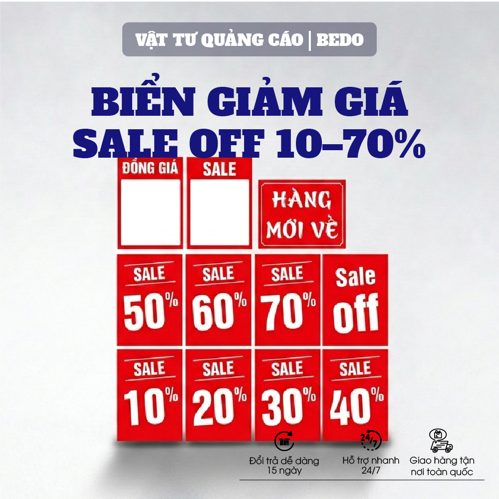 Bảng Giảm Giá Sale BEDO bằng decal - Sale Off 20 30 50 80% Treo Cửa Hàng Shop Thời Trang