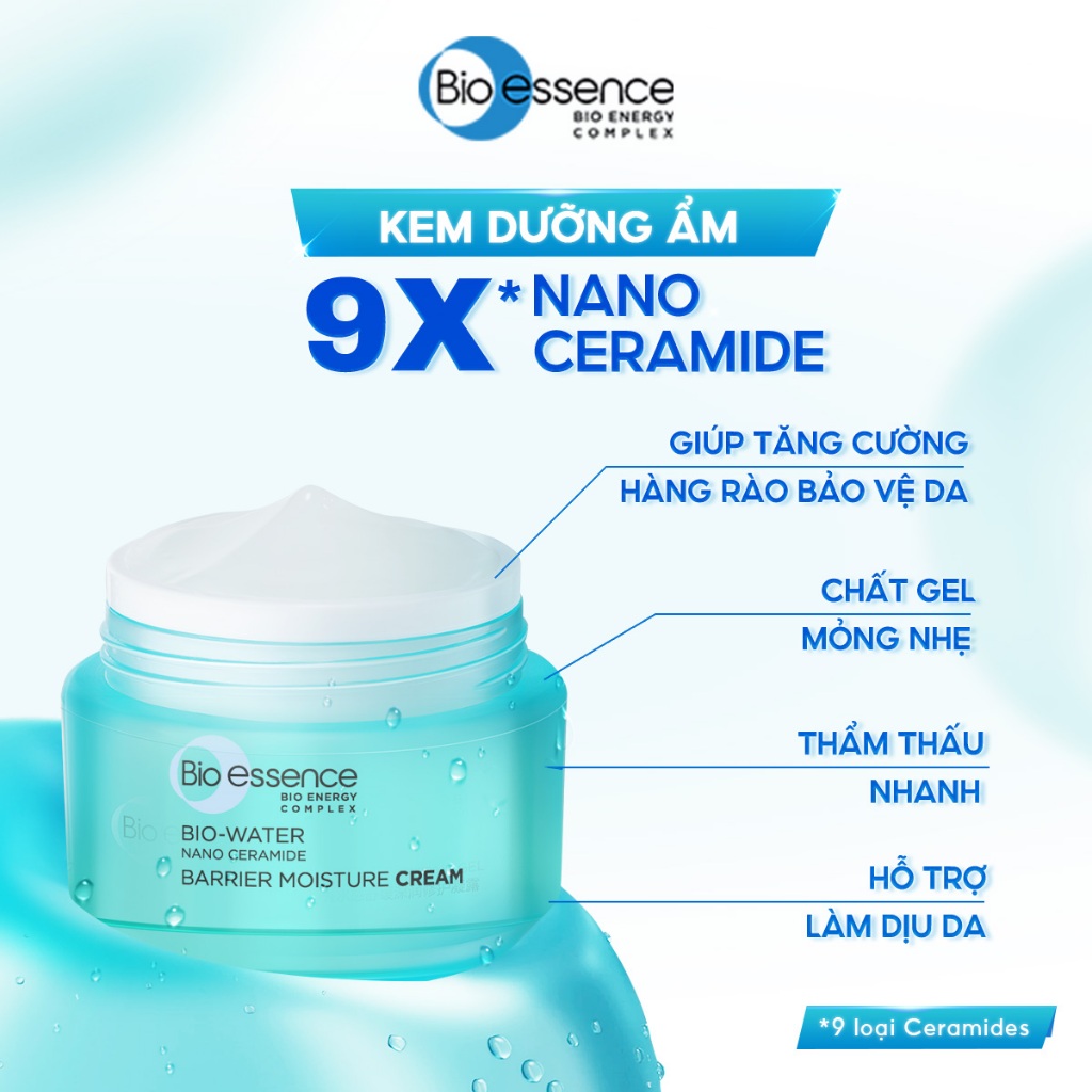 Bộ Bio-essence 9X Nano Ceramide: Kem dưỡng 30g, Tinh chất serum 20ml